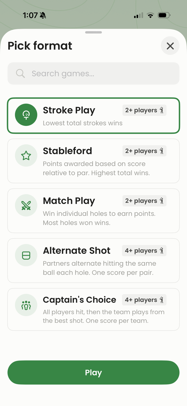Hackers Golf Game Library screen